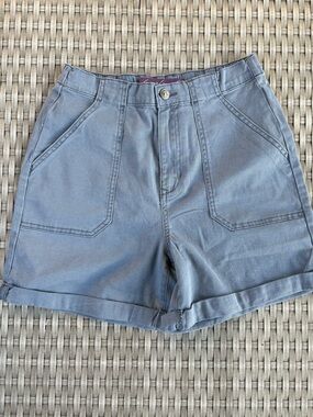 Gloria Vanderbilt Slate Blue High-Rise Cargo Shorts